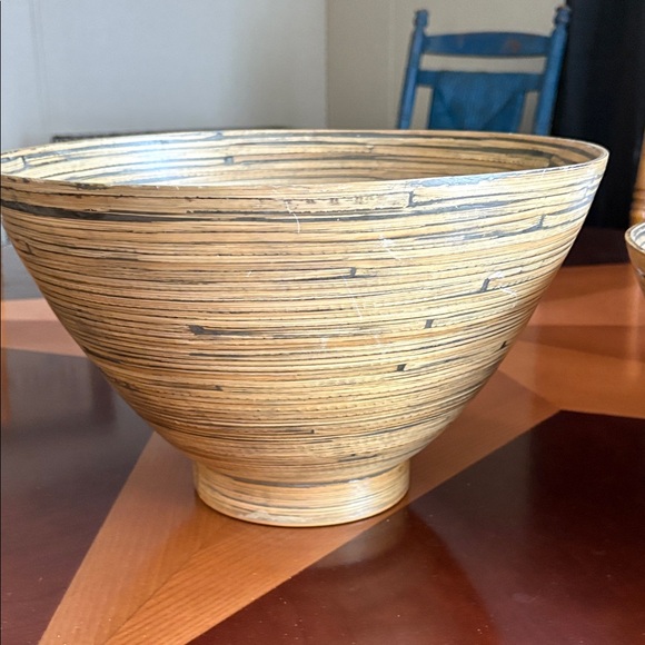 Striped Tan Decorative Bowl - Picture 1 of 3
